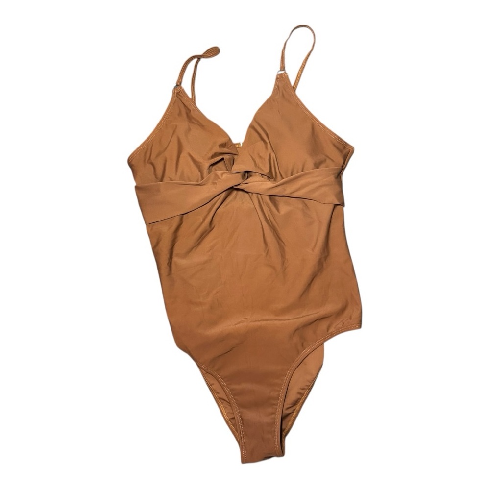 CUPSHE Brown Plunge Twisted One Piece Swimsuit L NWT